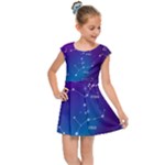 Realistic Night Sky With Constellations Kids  Cap Sleeve Dress