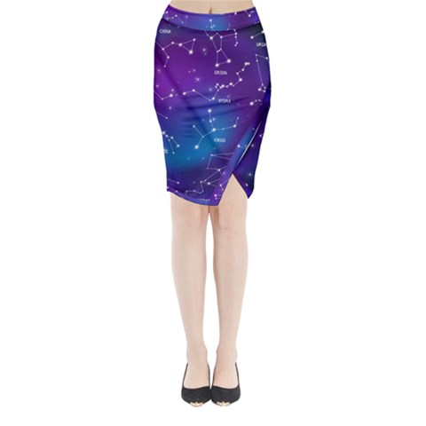 Realistic Night Sky With Constellations Midi Wrap Pencil Skirt from ArtsNow.com