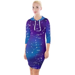Quarter Sleeve Hood Bodycon Dress 