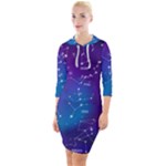 Realistic Night Sky With Constellations Quarter Sleeve Hood Bodycon Dress
