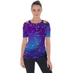 Realistic Night Sky With Constellations Shoulder Cut Out Short Sleeve Top