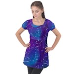 Realistic Night Sky With Constellations Puff Sleeve Tunic Top