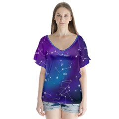 V-Neck Flutter Sleeve Top 