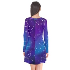 Long Sleeve V-neck Flare Dress 