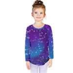 Realistic Night Sky With Constellations Kids  Long Sleeve Tee