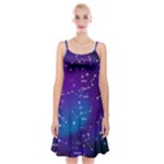 Realistic Night Sky With Constellations Spaghetti Strap Velvet Dress