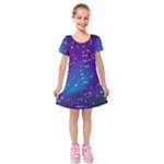 Realistic Night Sky With Constellations Kids  Short Sleeve Velvet Dress