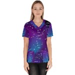 Realistic Night Sky With Constellations Women s V-Neck Scrub Top