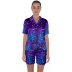 Realistic Night Sky With Constellations Satin Short Sleeve Pajamas Set