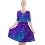 Realistic Night Sky With Constellations Quarter Sleeve A-Line Dress