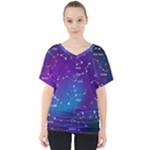 Realistic Night Sky With Constellations V-Neck Dolman Drape Top