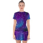 Realistic Night Sky With Constellations Drop Hem Mini Chiffon Dress