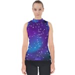 Realistic Night Sky With Constellations Mock Neck Shell Top