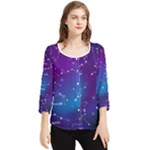 Realistic Night Sky With Constellations Chiffon Quarter Sleeve Blouse