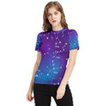 Realistic Night Sky With Constellations Women s Short Sleeve Rash Guard