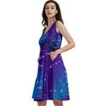 Realistic Night Sky With Constellations Sleeveless V-neck skater dress