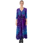 Realistic Night Sky With Constellations Button Up Boho Maxi Dress