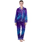 Realistic Night Sky With Constellations Women s Long Sleeve Satin Pajamas Set	