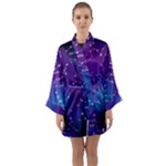 Realistic Night Sky With Constellations Long Sleeve Satin Kimono