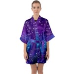 Realistic Night Sky With Constellations Half Sleeve Satin Kimono 