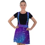 Realistic Night Sky With Constellations Velvet Suspender Skater Skirt