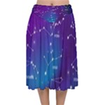 Realistic Night Sky With Constellations Velvet Flared Midi Skirt