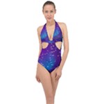 Realistic Night Sky With Constellations Halter Front Plunge Swimsuit