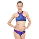 Realistic Night Sky With Constellations High Neck Bikini Set