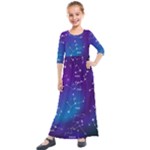 Realistic Night Sky With Constellations Kids  Quarter Sleeve Maxi Dress