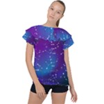 Realistic Night Sky With Constellations Ruffle Collar Chiffon Blouse