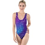 Realistic Night Sky With Constellations High Leg Strappy Swimsuit