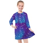 Realistic Night Sky With Constellations Kids  Quarter Sleeve Shirt Dress