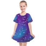 Realistic Night Sky With Constellations Kids  Smock Dress