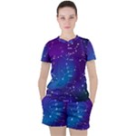Realistic Night Sky With Constellations Women s Tee and Shorts Set