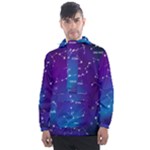 Realistic Night Sky With Constellations Men s Front Pocket Pullover Windbreaker