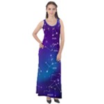 Realistic Night Sky With Constellations Sleeveless Velour Maxi Dress