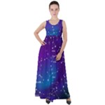 Realistic Night Sky With Constellations Empire Waist Velour Maxi Dress