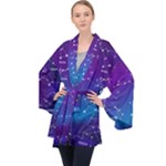 Realistic Night Sky With Constellations Long Sleeve Velvet Kimono 