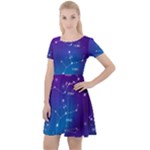 Realistic Night Sky With Constellations Cap Sleeve Velour Dress 