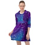 Realistic Night Sky With Constellations Mini Skater Shirt Dress