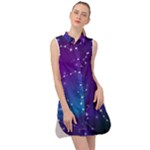 Realistic Night Sky With Constellations Sleeveless Shirt Dress