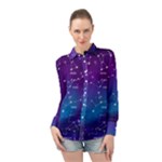 Realistic Night Sky With Constellations Long Sleeve Chiffon Shirt