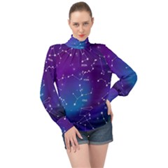 High Neck Long Sleeve Chiffon Top 