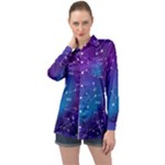 Realistic Night Sky With Constellations Long Sleeve Satin Shirt