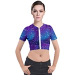 Realistic Night Sky With Constellations Short Sleeve Cropped Jacket