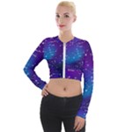 Realistic Night Sky With Constellations Long Sleeve Cropped Velvet Jacket