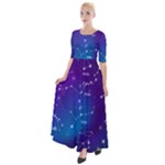 Realistic Night Sky With Constellations Half Sleeves Maxi Dress