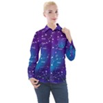 Realistic Night Sky With Constellations Women s Long Sleeve Pocket Shirt