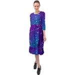 Realistic Night Sky With Constellations Ruffle End Midi Chiffon Dress