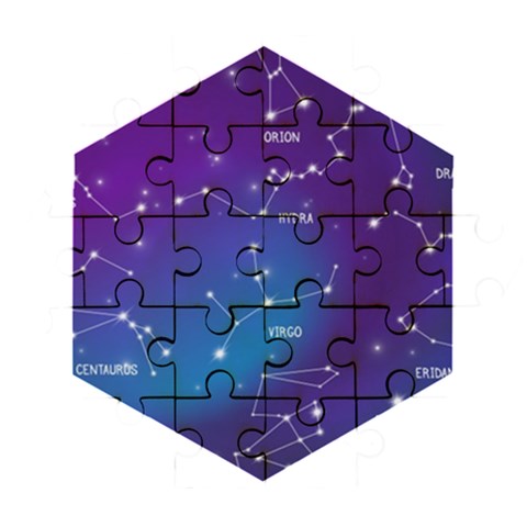 Realistic Night Sky With Constellations Wooden Puzzle Hexagon from ArtsNow.com